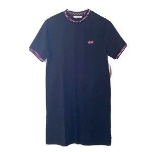 Vans All Stakes Dress Women's Medium M Black Pink Checkerboard Tshirt New Short